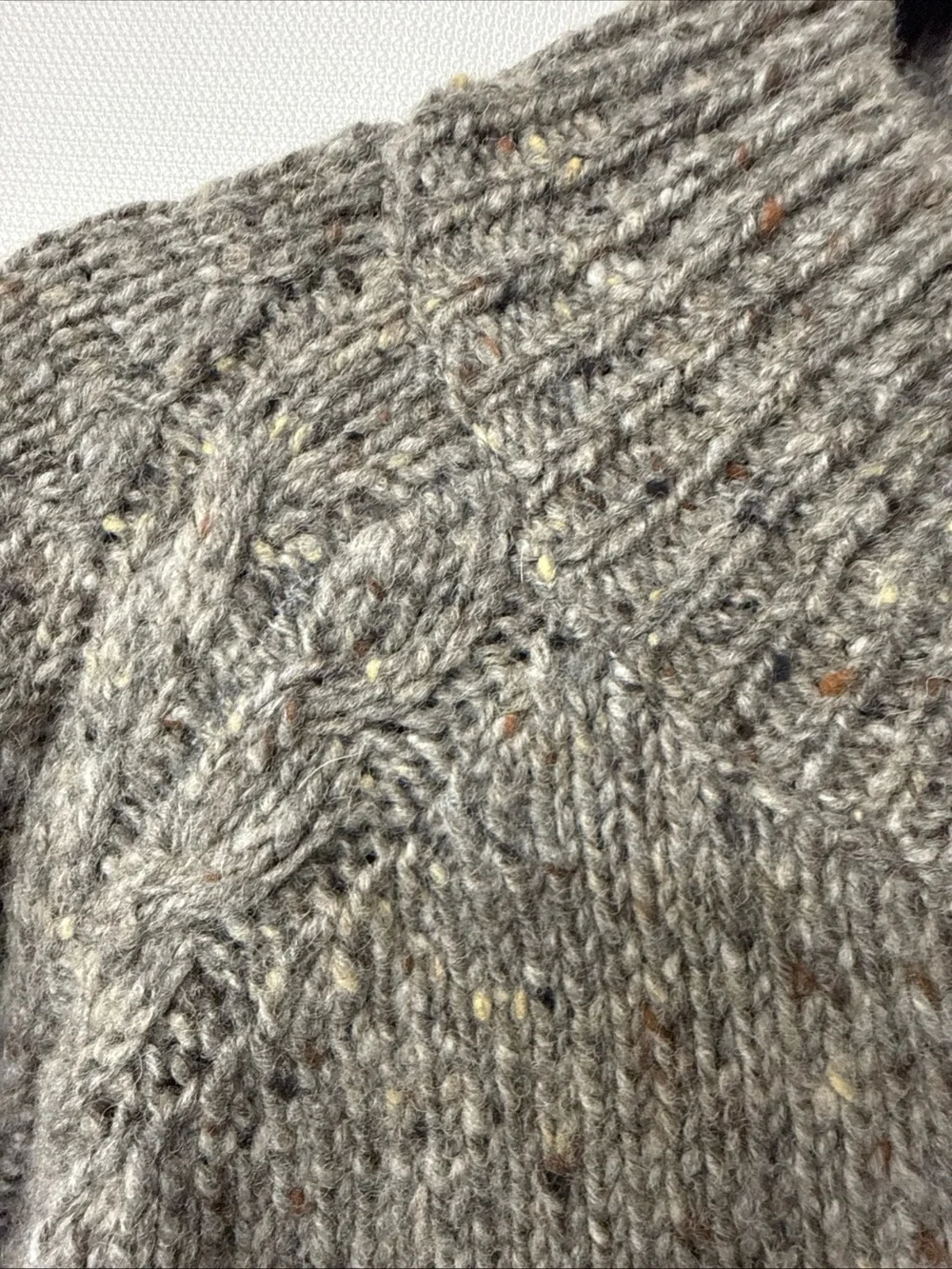Celtic & Co. Donegal Funnel Neck Cardigan Jumper ‎ Sweater Sz M 100% Wool Gray